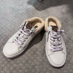 Vince Camuto Women's Sneaker Mules  with Leopard and fleece Accents